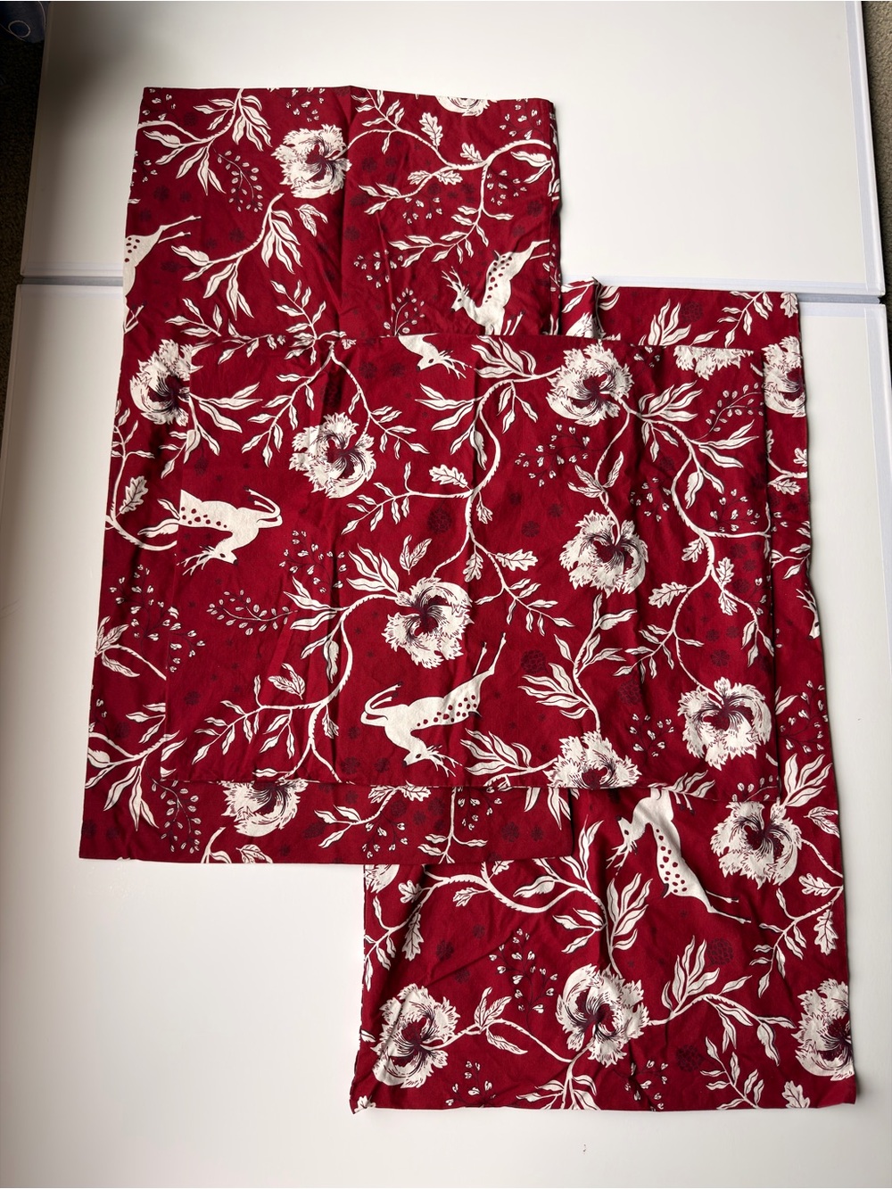 H&M Red and White Floral Pillow Shams